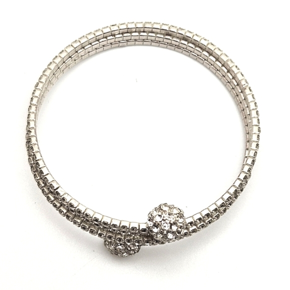 🟢3/$19🟢 Silver Wrap Rhinestone Bracelet Disco Ball Ends - Picture 5 of 6